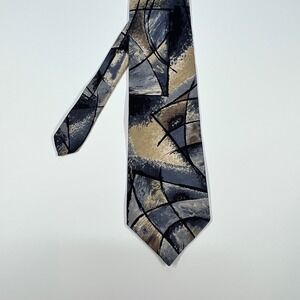 Wembley Grey Black Abstract Geometric Silk Necktie Mens OS